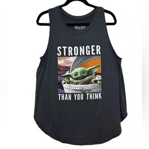 Star Wars Ladies Medium Baby Yoda Grogu The Child Graphic Black Tank Top Sz 3X